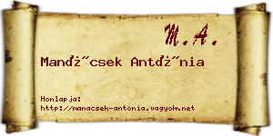 Manácsek Antónia névjegykártya